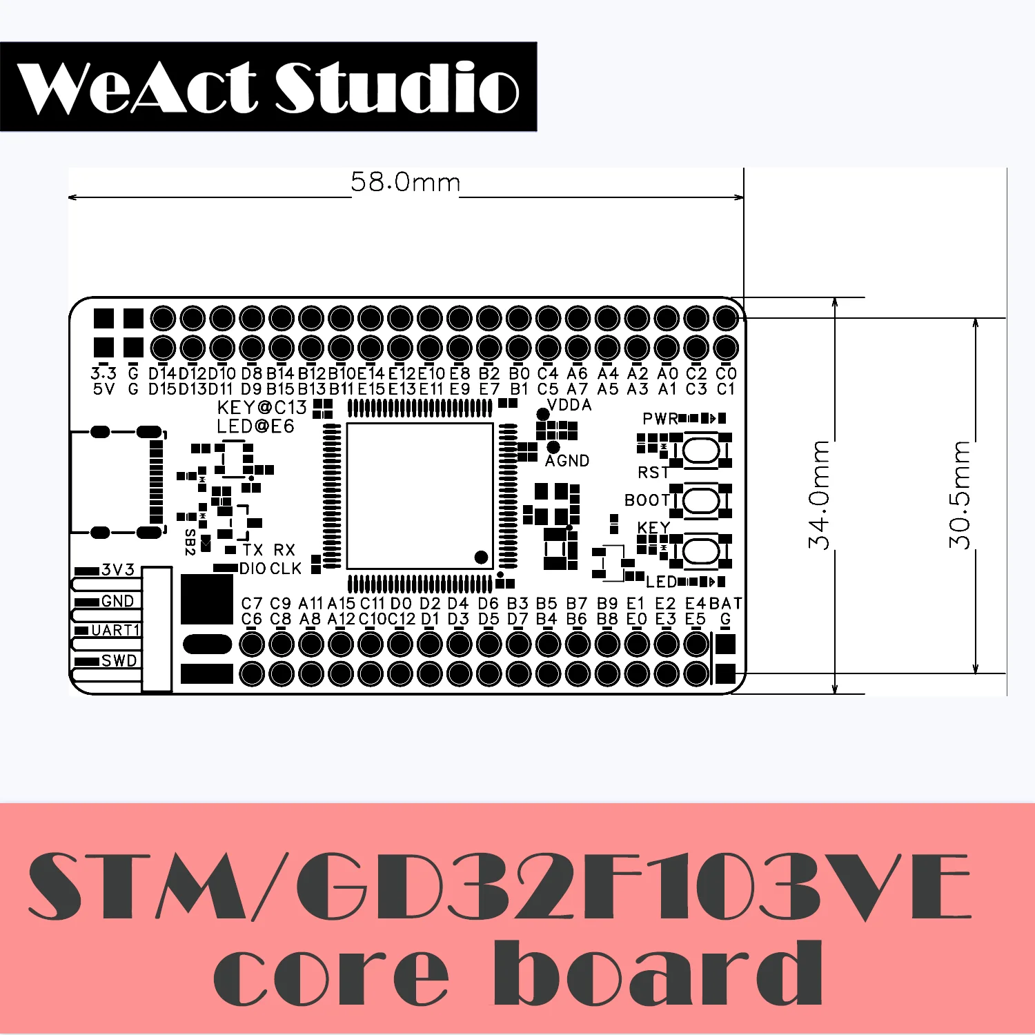 WeAct STM32F103VET6 GD32F103VET6  GD32F303VET6 Core Board  Demo Board