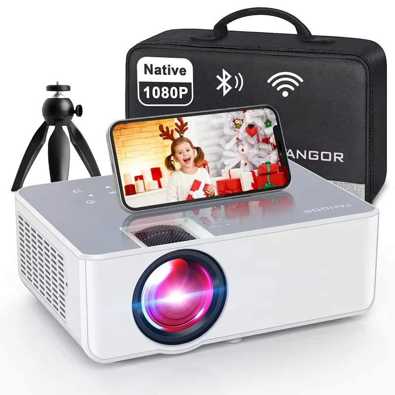 FANGOR 25000lm Smart Projector 4k wifi Max 230” Projection Screen Portable Home theater Beamer Video Movie Proyector with Tripod