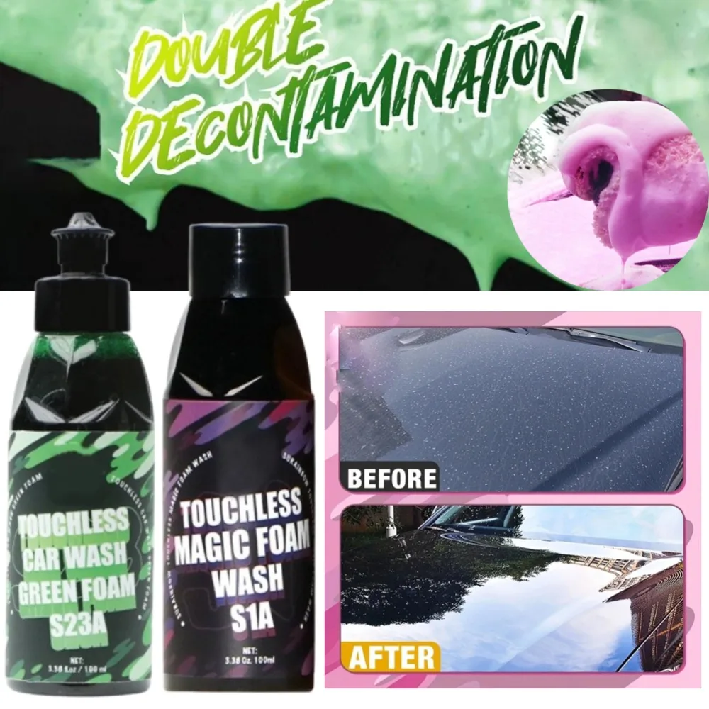 100ml Concentrated Car Wash Liquid Pink Green Foaming Car Wash Soap Bodywash Foaming Car Wash Soap Works with Foam Cannons/Guns
