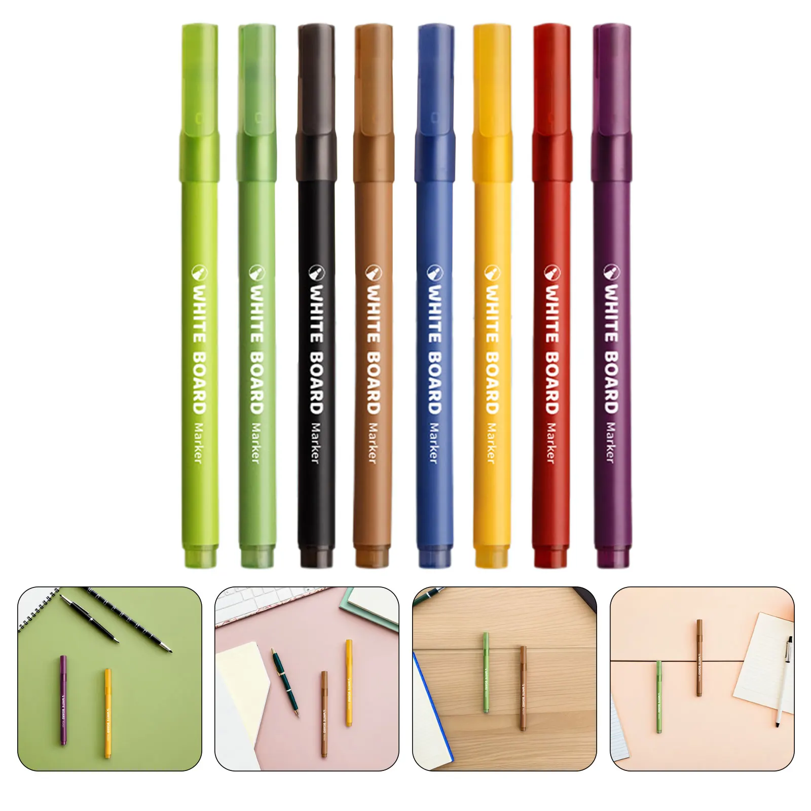 

8pcs 8 Colros White Board Markers Dry Erase Markers Set with Single Tip Rainbow White Board Pens for Classroom Erasable Pens