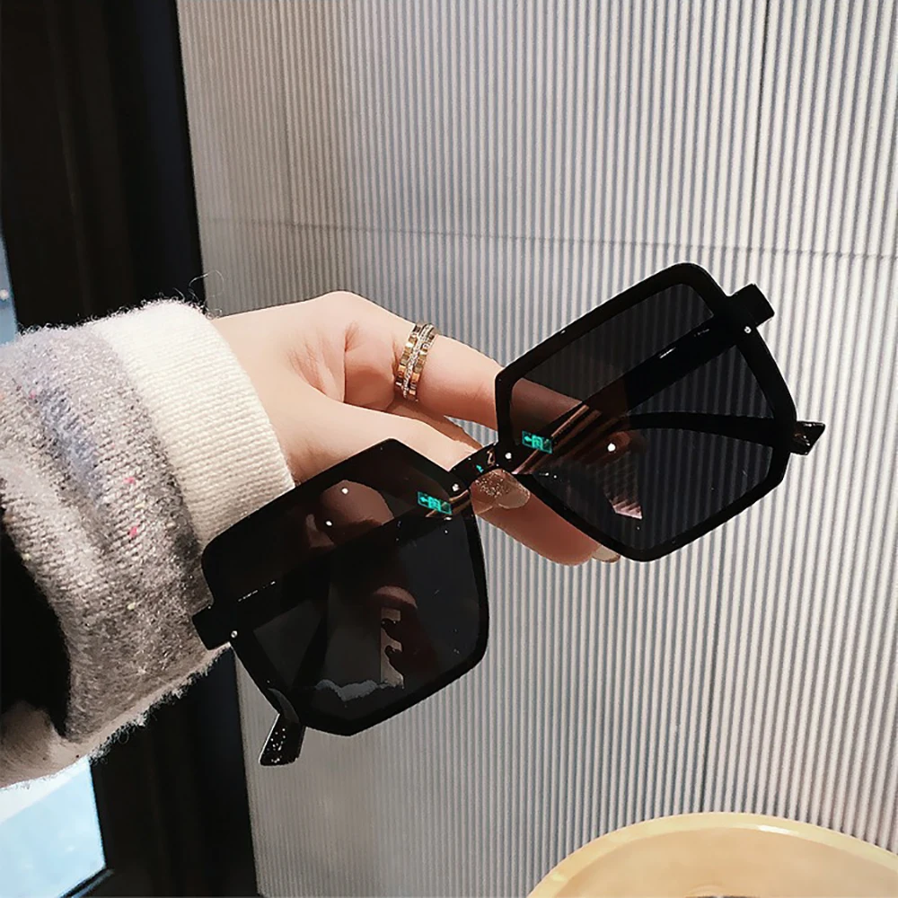 Vintage Frauen Große Rahmen Quadrat Sonnenbrille Männer Luxus Sonnenbrille Marke Design Trendy Brillen UV400 Shades Fahren Goggle – Detail 1
