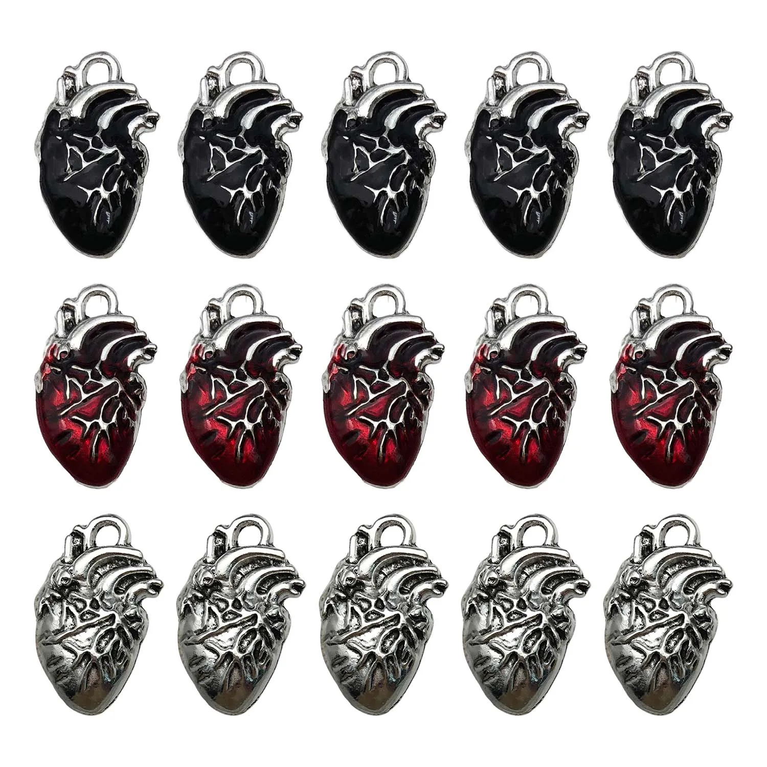 10pcs 16*25mm Gothic Human Organ Heart Charms Alloy Pendants For DIY Bracelet Necklace Earrings Jewelry Making Accessories