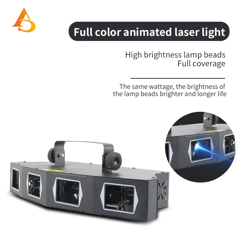 4 Lenses DMX Laser Stage Light Projector RGB Beam Disco Show DJ Party Light