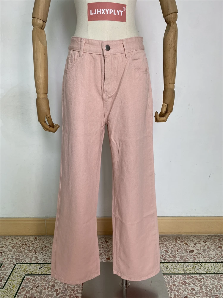 

Summer Women's Solid Color Pink Wide-leg Pants Sweet Girl Streetwear Casual Female Casual High Waist Baggy Trouser