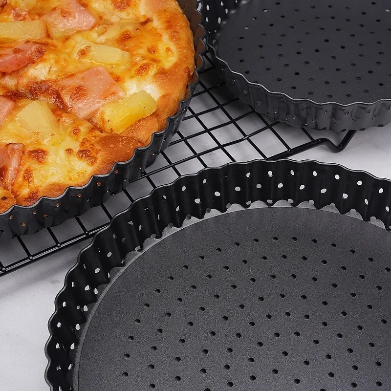 Multi-Size Non-Stick Tart, Quiche, Pie, Cake Molds, Removable Loose Bottom Slot Heavy Duty Pizza Pan