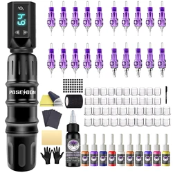 Tattoo Kit LASTJUDG Hot Black Tattoo Pen Kit For Permanent Makeup Tattoo Machine Kit Wireless Tattoo Power Supply Tattoo Gun Kit