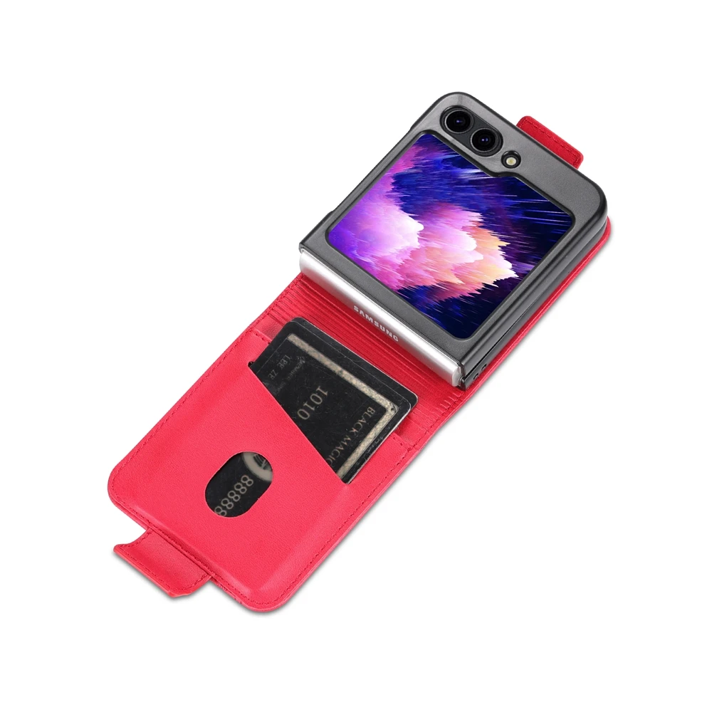 الراقية الأعمال Sle Bla المغناطيسي إغلاق حافظة هاتف جلدية لهاتف سامسونج غالاكسي Z Flip 7 6 5 4 3 للصدمات مع غطاء حقيبة للبطاقات