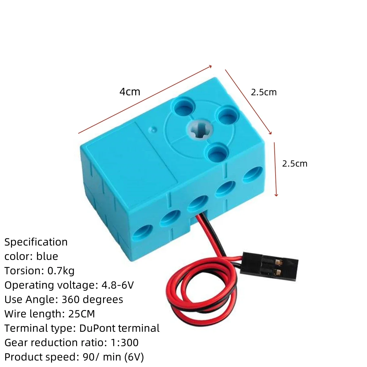 0,7 kg 360°° 4.8-6V Ciągły obrót Powolny silnik Geekservo Przekładnia kierownicza Podwójny wał wyjściowy Wysoki moment obrotowy Niebieski Kompatybilny LEGOeds