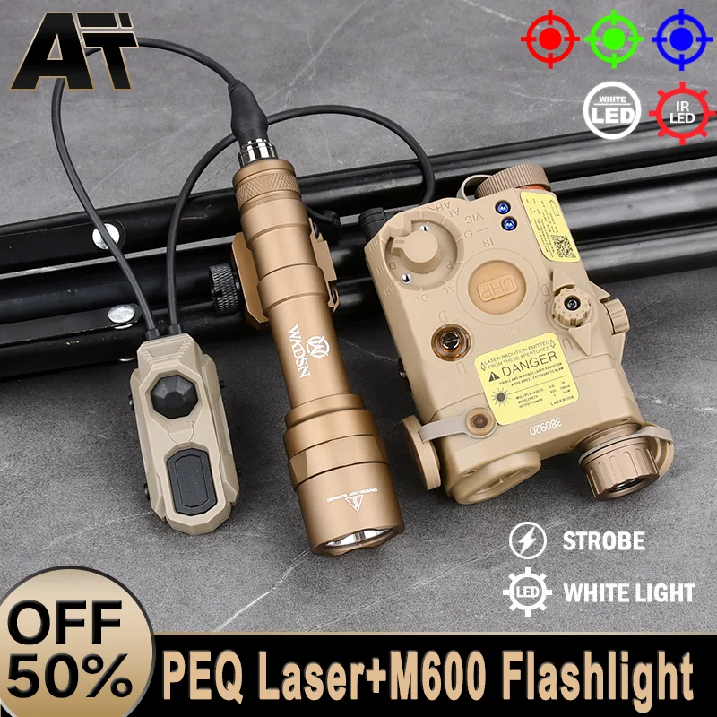 

WADSN Airsoft PEQ-15 Laser M600C M600U Flashlight White Weapons Lamp Red Green Blue Laser IR LED Light AXON Pressure Switch