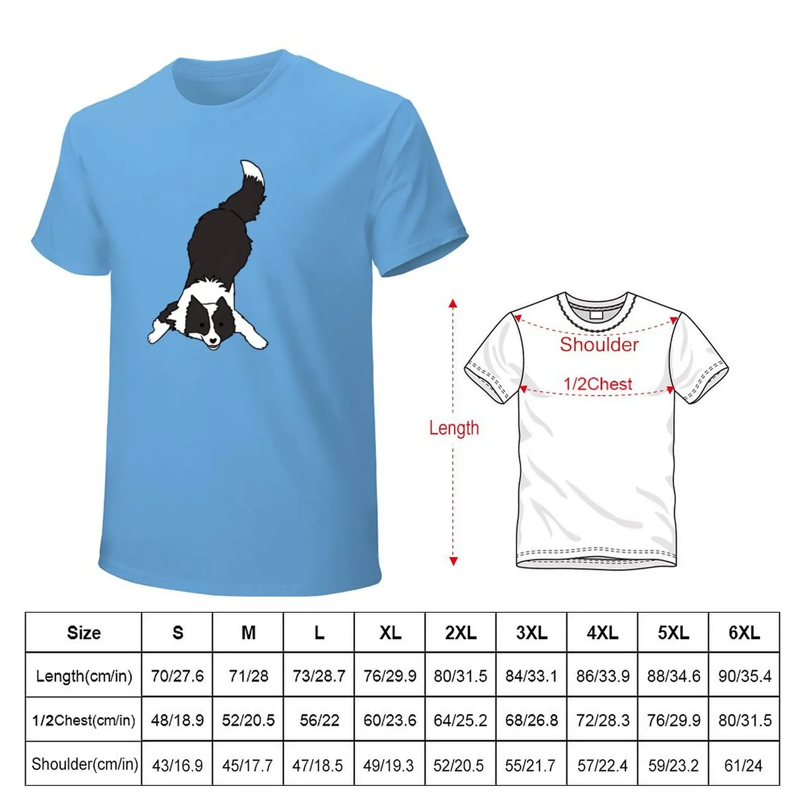 border collie drawing T-Shirt tops blacks for a boy heavyweight t shirts for men