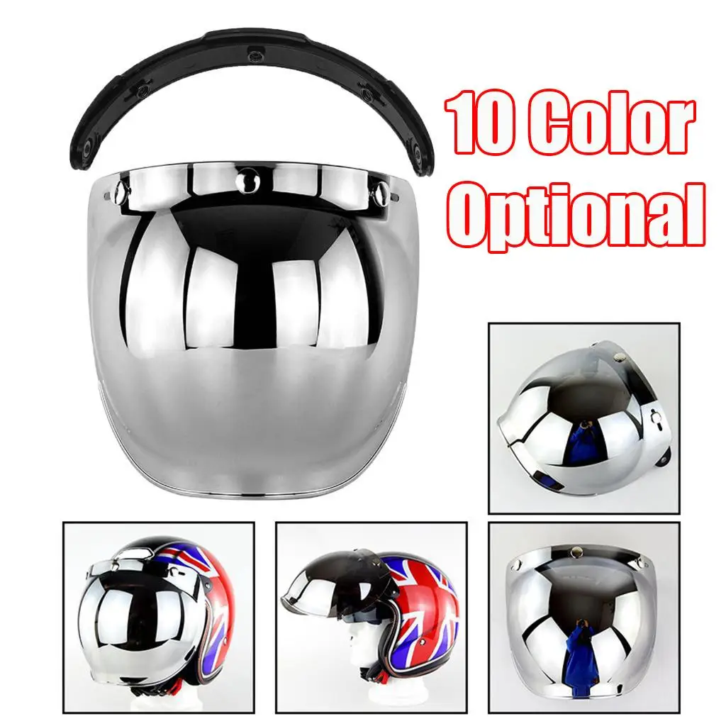 

Motorcycle Helmet Visors Bubble Shield 3-Snap Flip Up Open Face Anti-Fog /