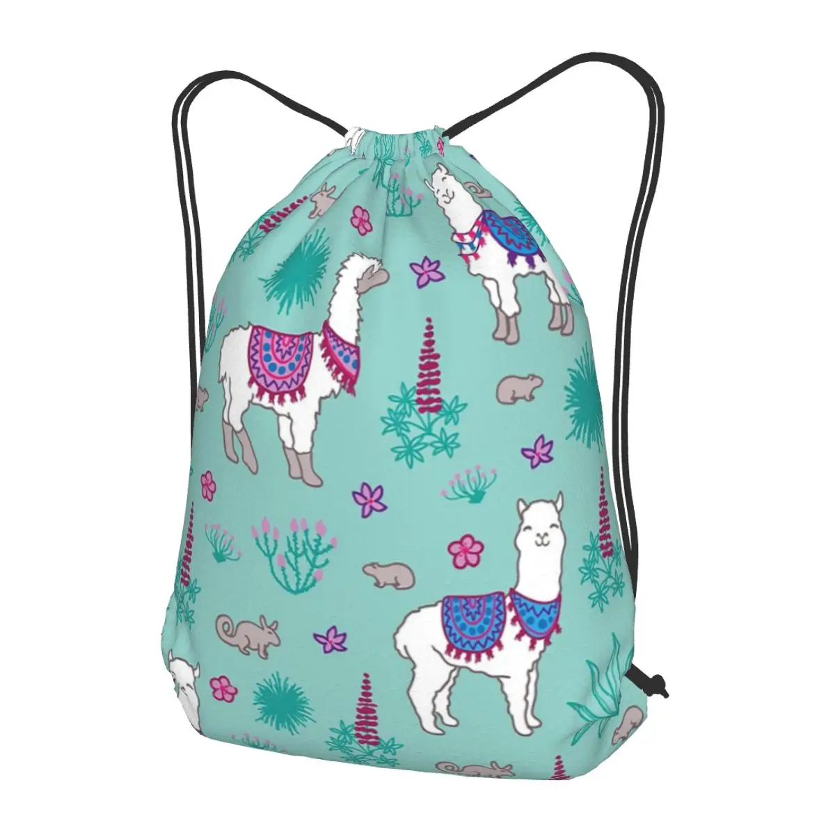 

Llama And Friends Backpacks Fashion Drawstring Bags Sports Bag Book Bags for Travel Students