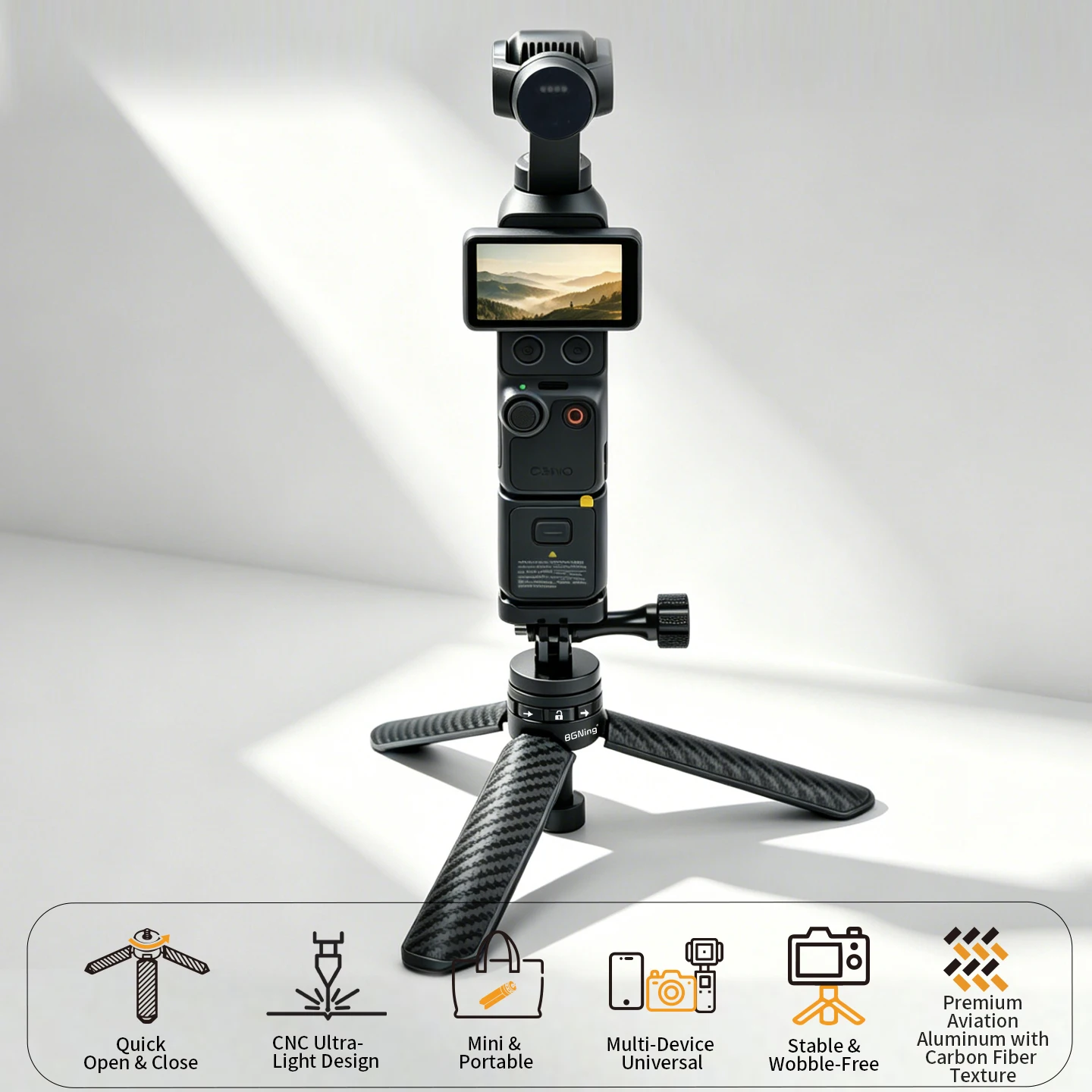 Für DJI Osmo Pocket 4 3 Action-Kamera Aluminium-Legierung Magnetisches Stativ 1-Sekunden-Schnellmontage Gimbal-Stabilisator Halterung Griff – Detail 2