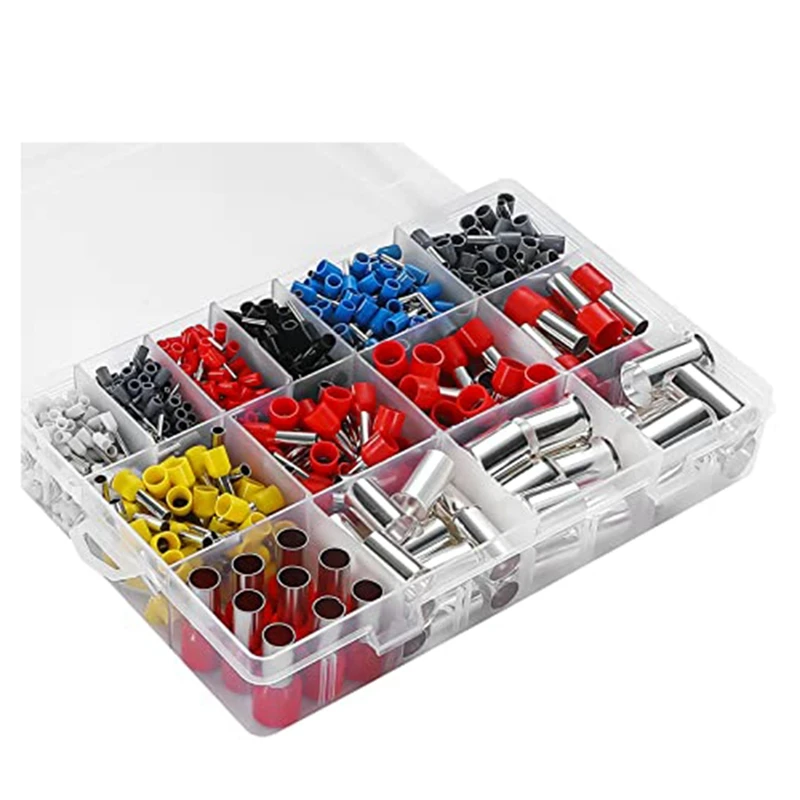 998PCS Wire Ferrule Kit Insulated Pin Cord End Connectors (14 Sizes) Wire Gauge Range 22-3/0AWG