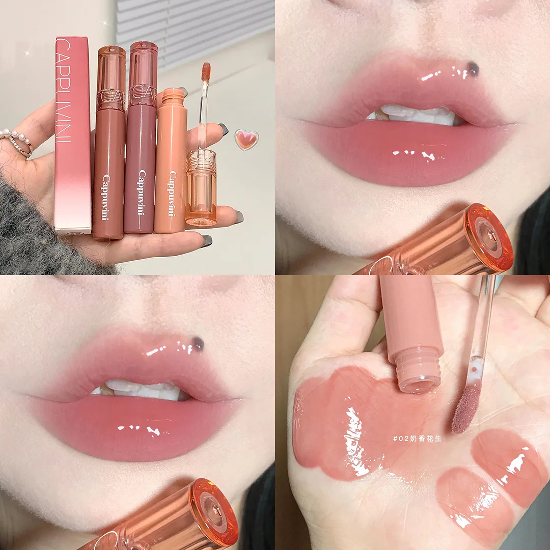 Waterdichte Spiegel Jelly Lip Glazuur 6 Kleuren Water-Licht Lipgloss Langdurige Vochtinbrengende Glanzende Rode Tint Lippen Make-Up Cosmetica