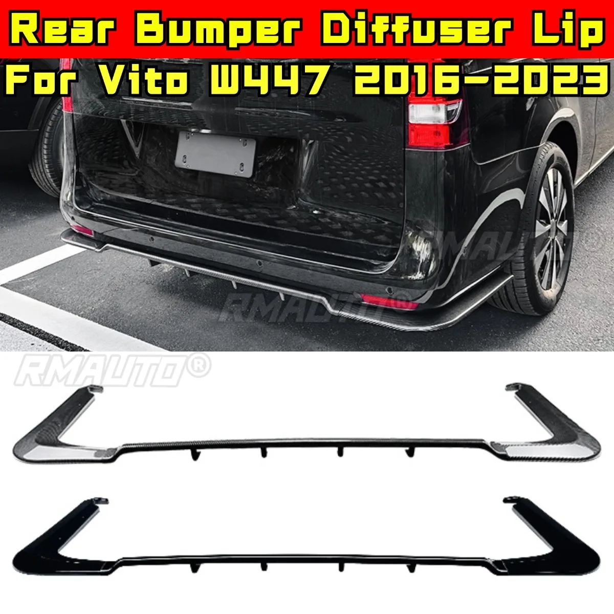 For Mercedes Benz Vito W447 2016-2023 Body Kit Rear Bumper Diffuser Bumper Protector Lip Apron Car Accessories