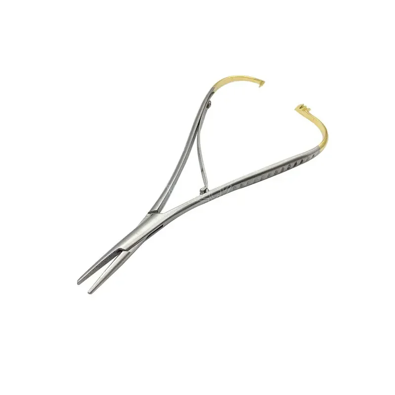 Durable Dental Needle Holder Tweenzer Stainless Steel Orthodontic Plier Gold Plated Handle Dentistry Instrumentt