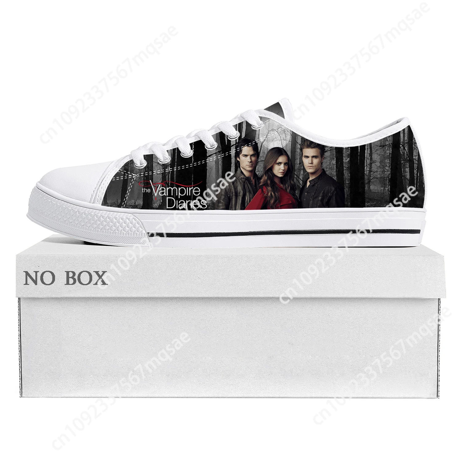 The Vampire Diaries Damon Salvatore Low Top Sneakers High Quality Mens Womens Teenager Canvas Sneaker Couple Shoes Custom Shoe