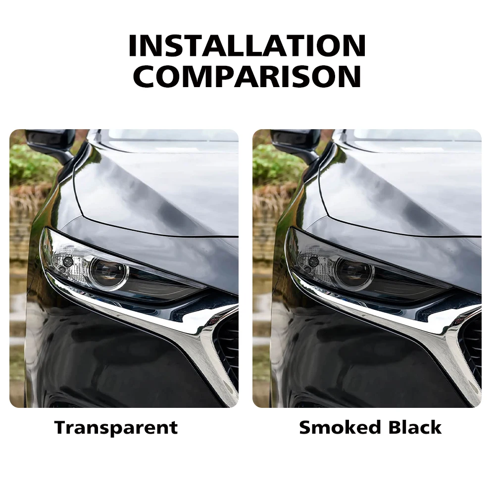 

Pre-Cut Smoke Black High-Gloss TPU Headlight Film for MAZDA 3 2020-2026 PPF Anti-Scratch Protective Vinyl Wrapping Cover Kit