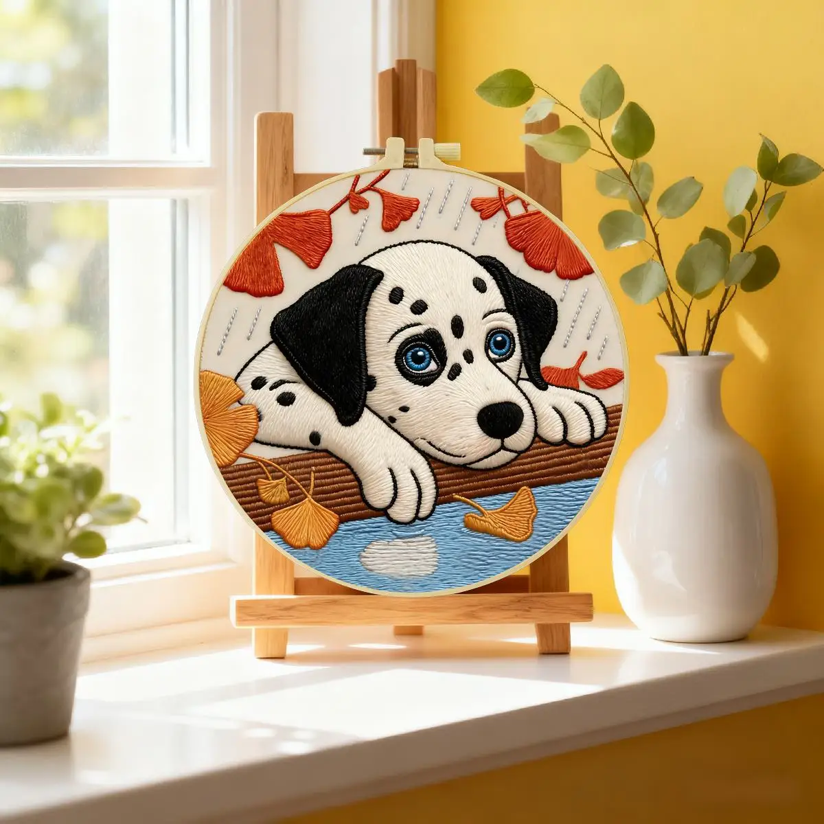 1 Stück 20X20CM/15X15CM 7,87/6,3 Zoll Dalmatiner Hund Stickerei Starter-Kit DIY-Kit DIY-Stickerei-Set Handarbeiten Nähkunst – Detail 1