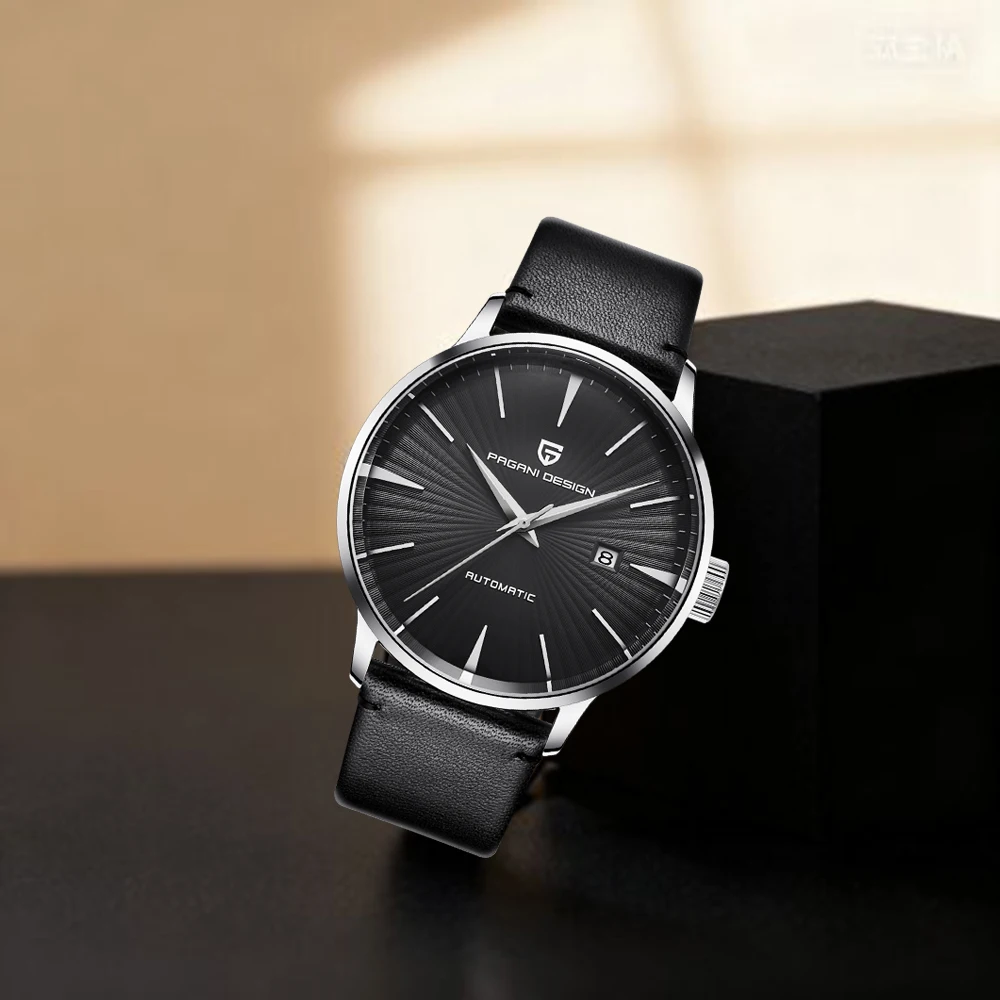 PAGANI DESIGN 2025 Nowy Męski Zegarek Automatyczny Mechaniczny Biznesowy Uniwersalny Styl Skórzany Pasek Szkło Hardlex Wodoodporny