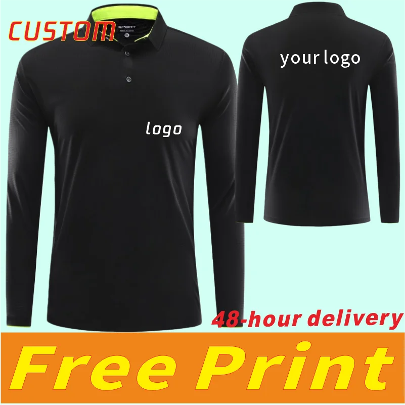 

Quick drying breathable sports long sleeved T-shirt shirt polo shirt can print embroidered logo on men's and women's clothes