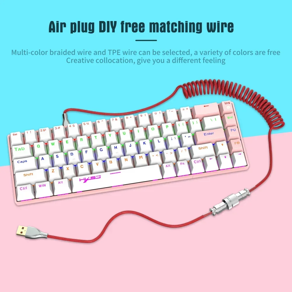 Aviator Coiled Cable for Mechanical Keyboard Type-C to USB Connector Gaming Keyboard Accessory Aviation Cable