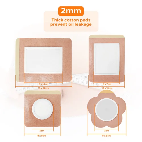 Imagen 2 del producto Parches de aceite de ricino desechables, almohadillas de aceite de ricino autoadhesivas de algodón orgánico para ombligo, antifugas, transpirables, 50/30/10 Uds.