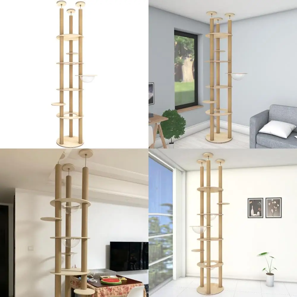 

Многоуровневая башня для кошачьего дерева в помещении с регулируемой высотой, 3 кабинами и сизалевыми колоннами для домашнего/квартирного использования.