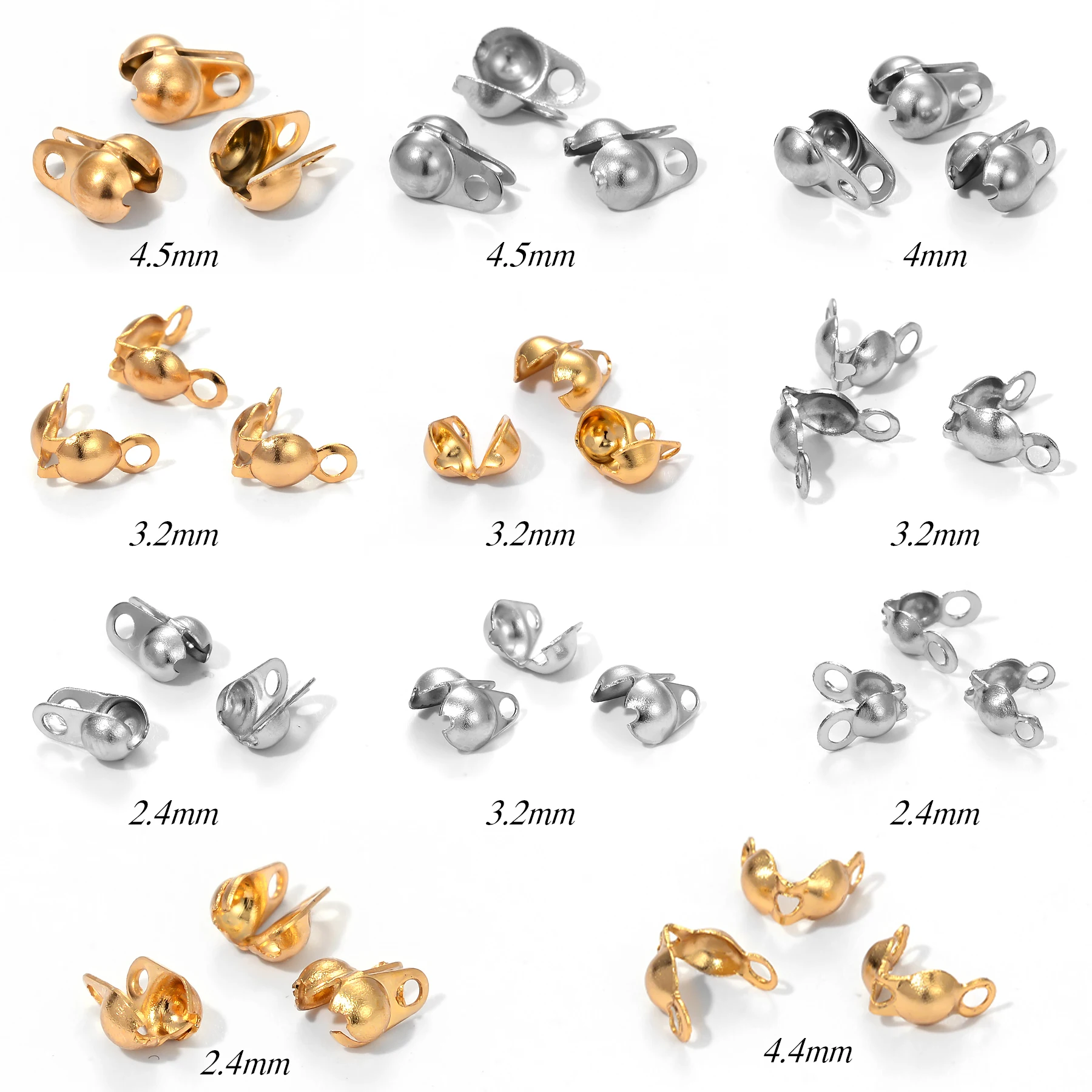 100 Stück/Los Edelstahl-Quetschperlen, Kugelketten-Verbindungsstücke, Endverschlüsse für DIY-Halsketten, Armbänder und Schmuckherstellung – Detail 1