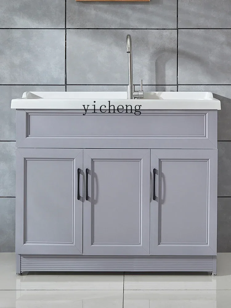 W31-Alumimum Balcony Wash Wardrobe Bathroom Cabinet Laundry Tub Floor Cabinet