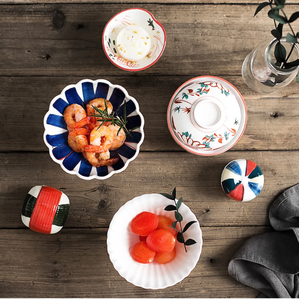 

1Pcs Chrysanthemum Shape Ceramic Bowl with Stand High Quality Non-Toxic Smooth Rim Dishwasher Safe for Home Party Wedding