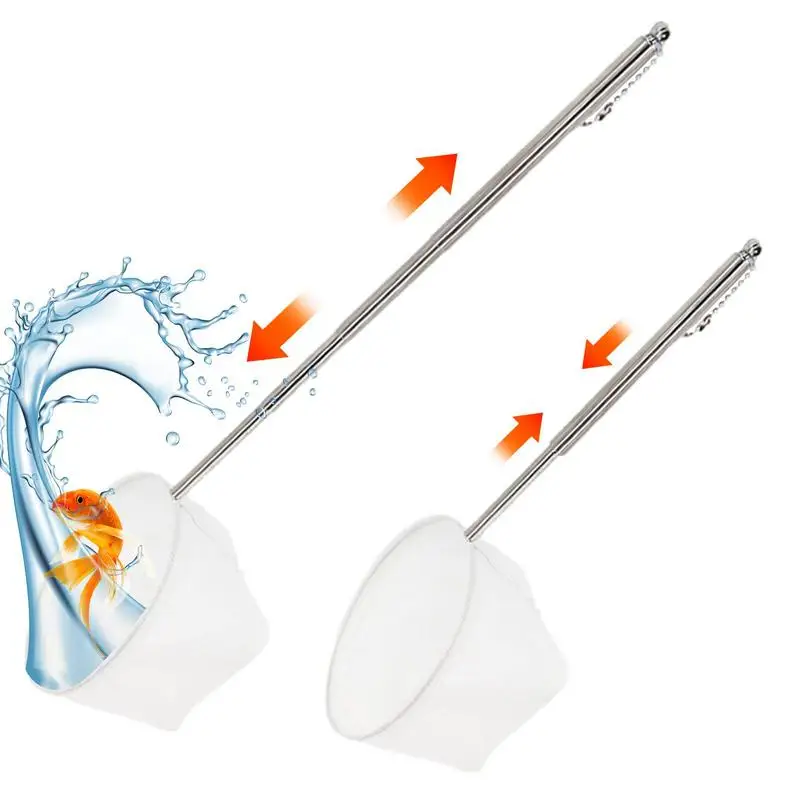 Fish Net Aquarium Cleaning Retractable 3D Stainless Steel Pocket Shrimp Catching Fish Tank Cleaning Net For Small Pond And Pool