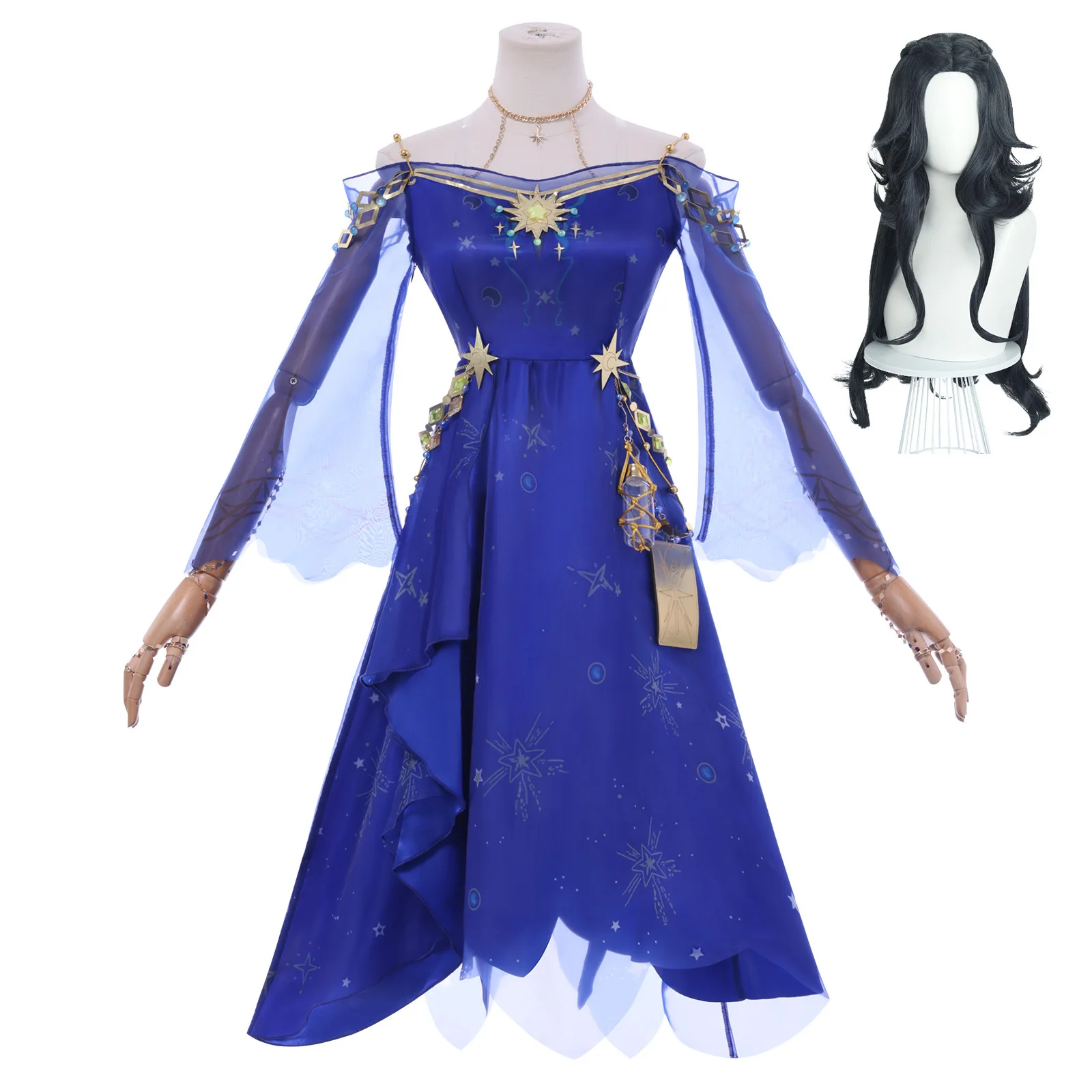 Ada Mesmer psychologue Cosplay jeu identité VCostume femme soirée bleu robe accessoire ensemble fête carnaval costume
