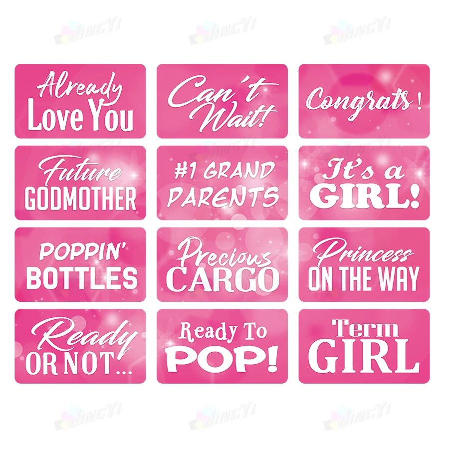 

Free Express Shipping Wholesale Photo Booth props, 6pcs/set Both Sided Photo Booth Props, Baby Girl Pink Props Hand Held Signs