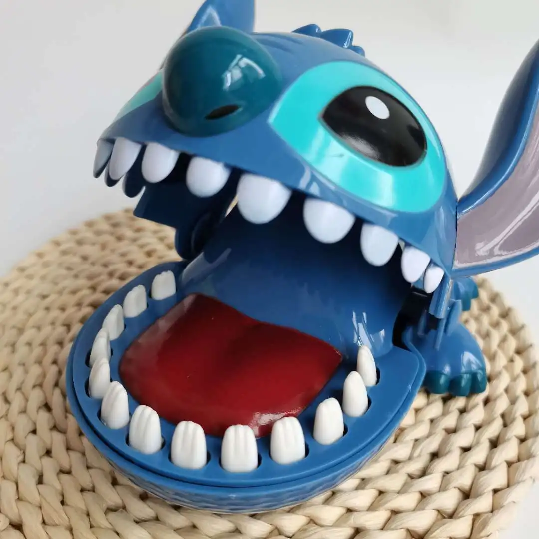 Disney Stitch Bite Finger Tricky Toy Parent-child Interactive Puzzle Push Teeth Funny Game Doll for Kids Surprise Gifts