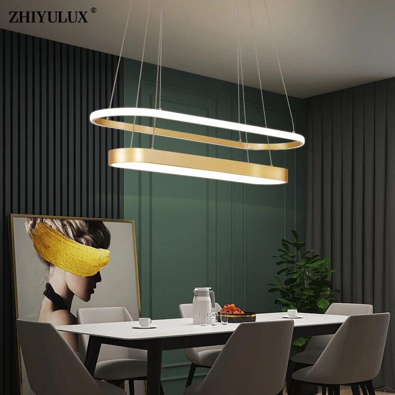 

Dimming Simple Gold Black White New Modern LED Pendant Lights Living Dining Room Bedroom Chandelier Hall Lamps Indoor Lighting