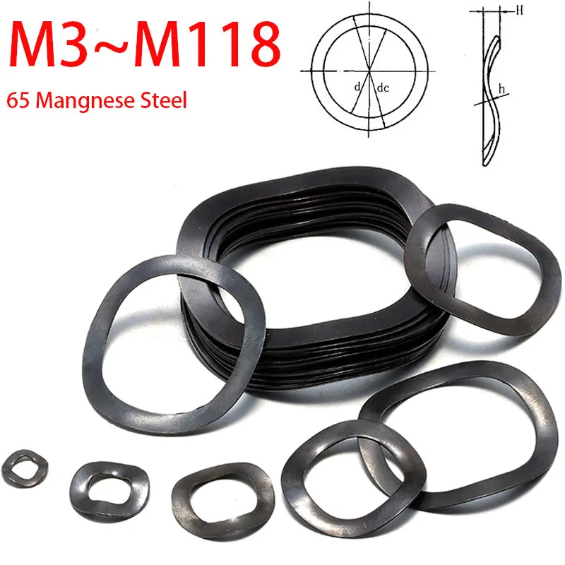 65 # Mangnese Staal M3 M4 M5 M6 M8 M10 M12 M14 M16 M19 M21 M24 M27-M118 Golfsproeier Kam Type Veerring