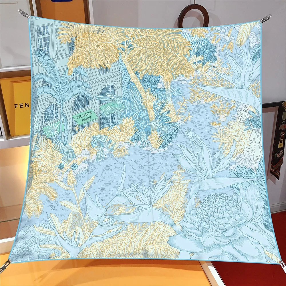 

Новинка 2024: Дизайнерский шелковый платок 90x90 см с принтом Foreast, квадратный шарф, женская накидка, шейный платок, шаль для женщин