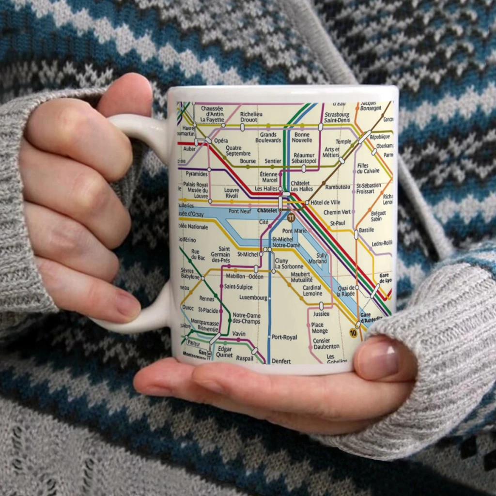 

Париж МЕТРО Карта Кофейная кружка Чайная чашка 11 унций Кофейная чашка Забавная керамическая кружка на день рождения Персонализированная чашка