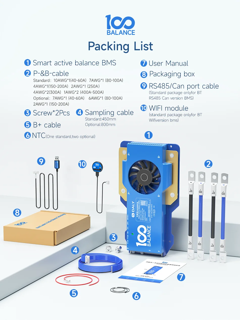 Daly bms 100balance bms wifi bluetooth smart Active balance 4s-24S 40A-500A Lifepo4 Li-ion bms 4s bms lifepo4 100A 250A 200A