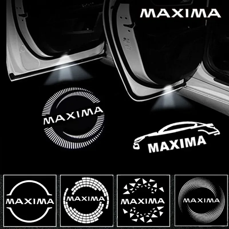 2pcs Car Door Projector Lamp Welcome LED Lights Decoration for Nissan MAXIMA Logo 2004-2016 2005 2006 2008 2007 2010 2011 2013