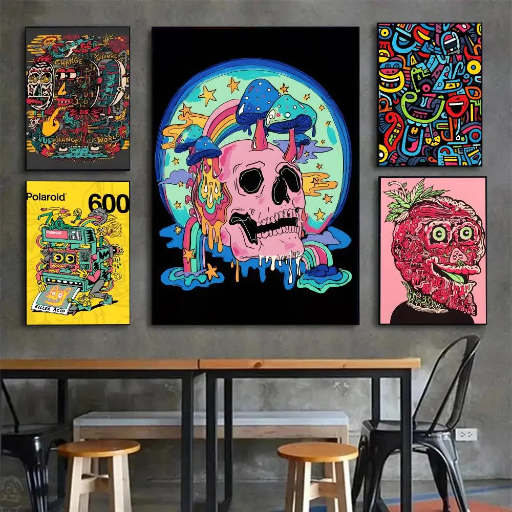 art psychedelic K-Killer Acid Poster Painting Wall Art Mural for Living Room Home Decor and Gifts