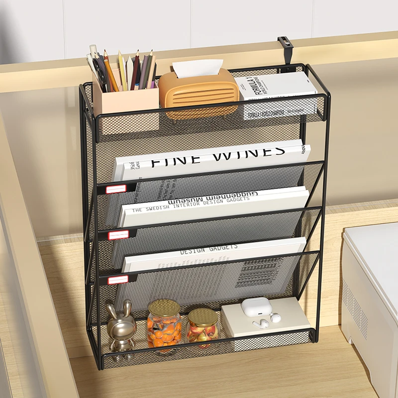 Adjustable Width Desk Organizer, Scandinavian Style Storage Rack for Office Home, Heavy Duty Metal Bookend File Holder Non-Defor
