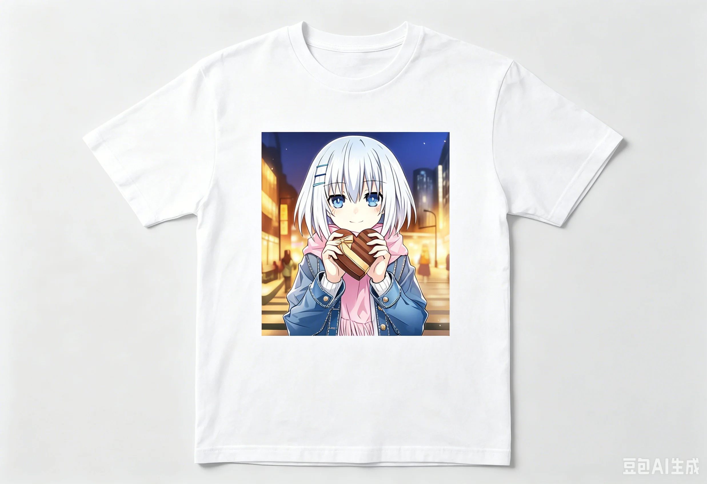 Origami Tobiichi Date A Live Heart Chocolate City Night Anime Frame Crew Neck Short Sleeve Comfortable Women And Men T-Shirt