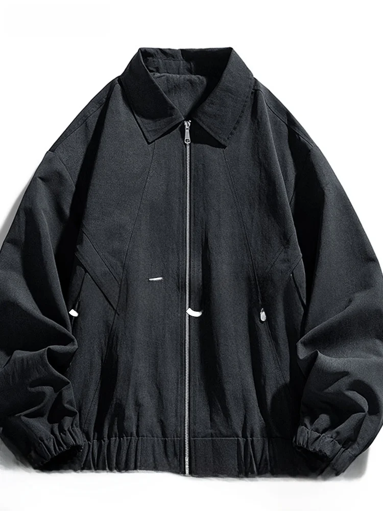 

American Sle Casual Collar Jaet Men Spring Autumn New Versatile Loose Fit Polyester Nylon Cosite Fiber Windproof Zipper