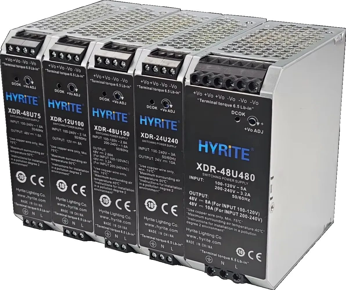 DIN Rail Mount Switching Power Supply, 12V 24V 48V DC‑OK Converter, 90‑264VAC for Industrial Use