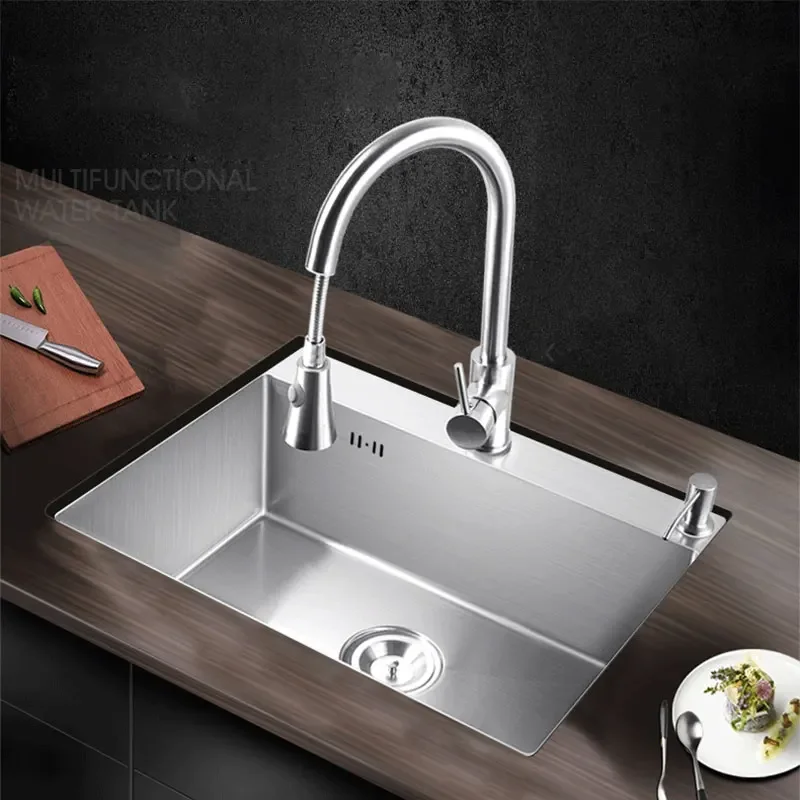 pia kitchen sink single bowl above counter or udermount Installation Handmade brushed seamless 304 stainless steel sink kitchen
