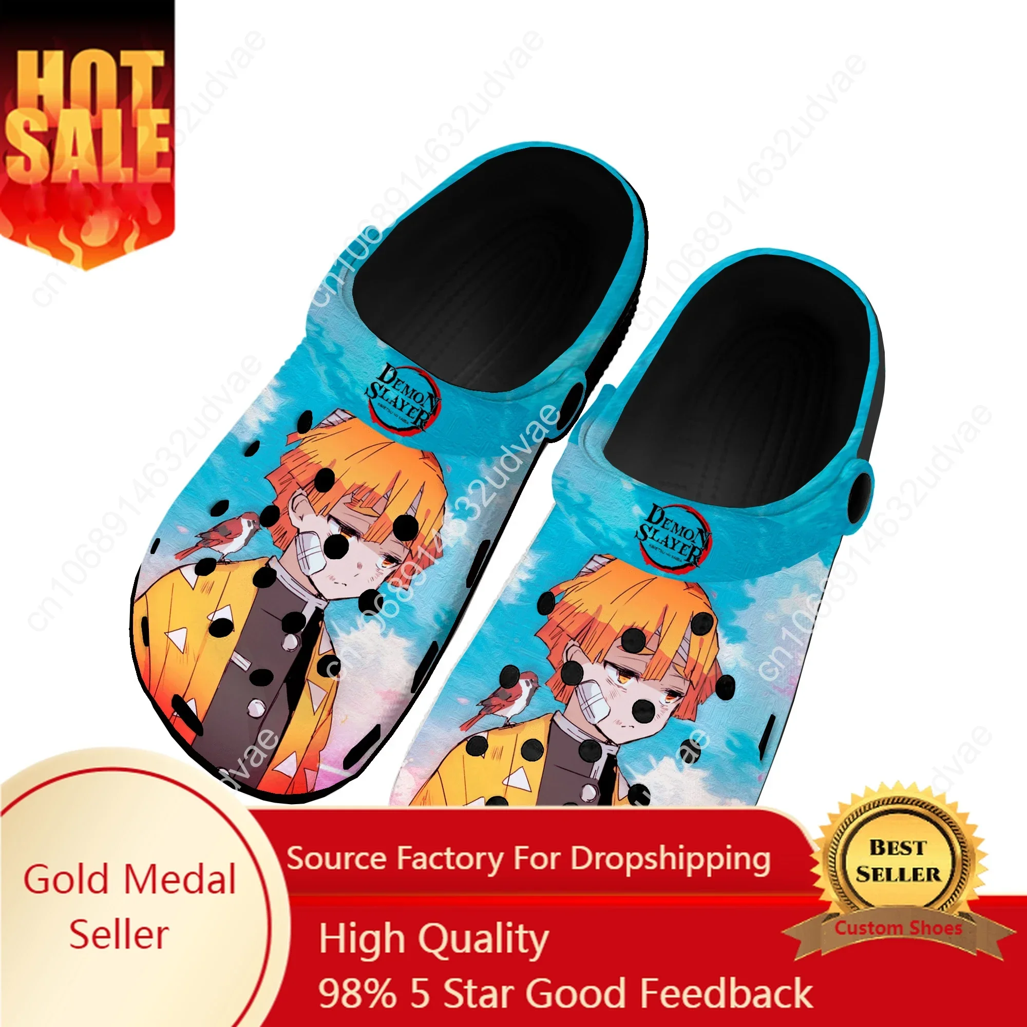 

Agatsuma Zenitsu Kimetsu No Yaiba Home Clogs Custom Water Shoes Mens Womens Teenager Shoe Garden Clog Beach Hole Black Slippers