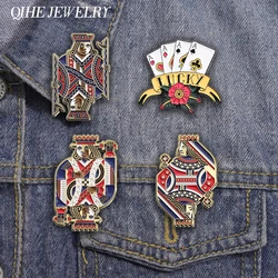 Playing Cards Symbol Enamel Pins Creative Poker King Queen Brooches Backpack Lapel Badges Punk Jewelry Gift for Kids Friends